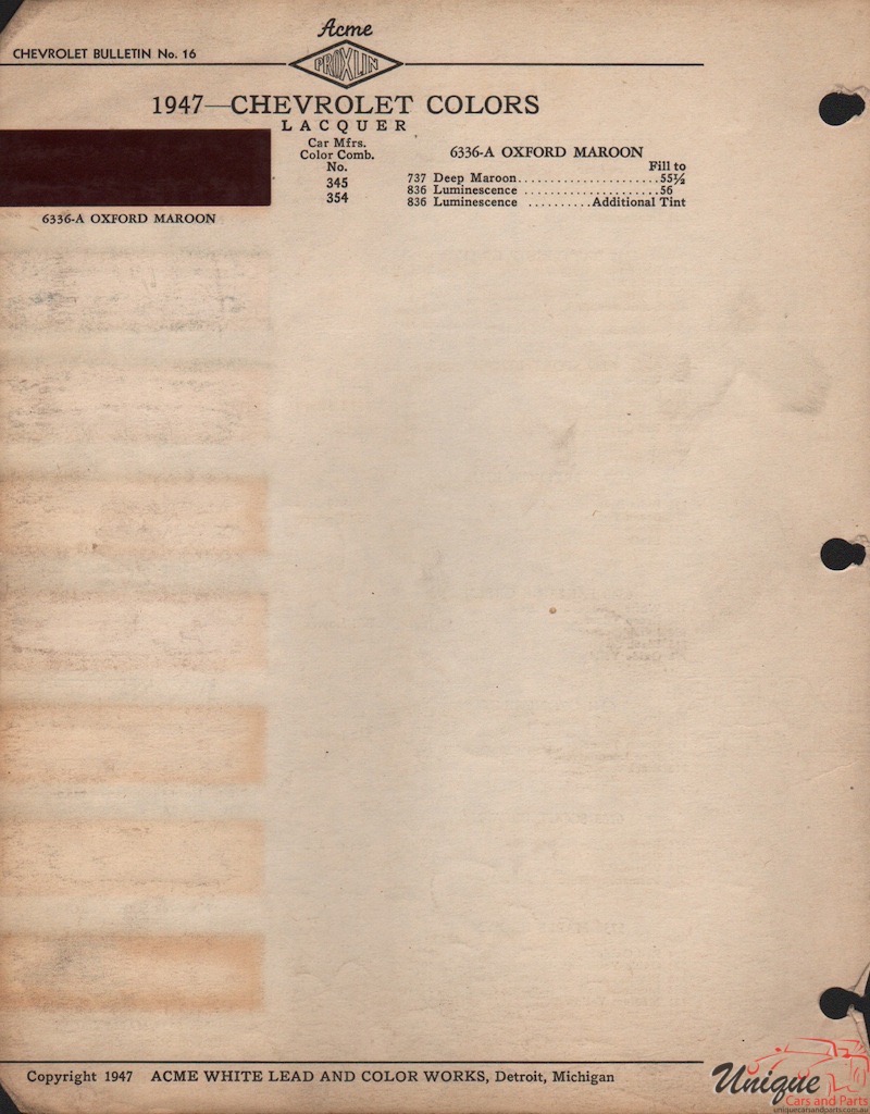 1947 Chev Paint Charts Acme 2